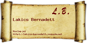 Lakics Bernadett névjegykártya